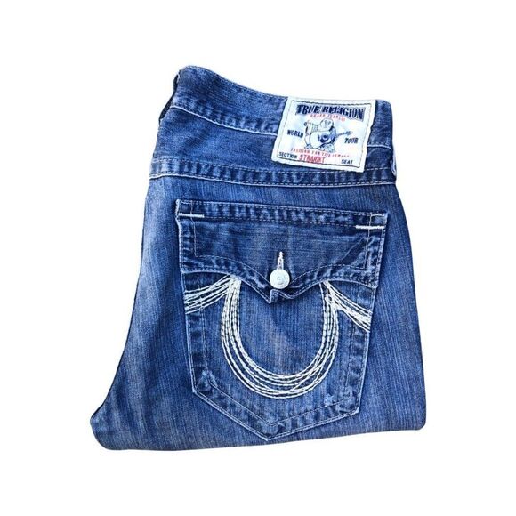 TRUE Religion Jeans Size 36 STRAIGHT Blue - Picture 2 of 5
